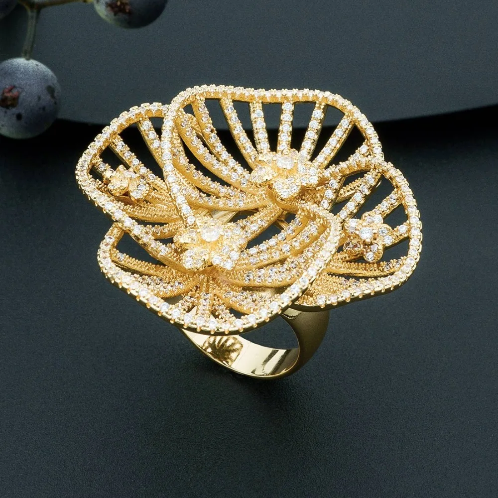 

ModemAngel Exquisite Flower Shape Super AAA Cubic Zirconia Fashion Ring For Women Bridal Wedding Engagement Party