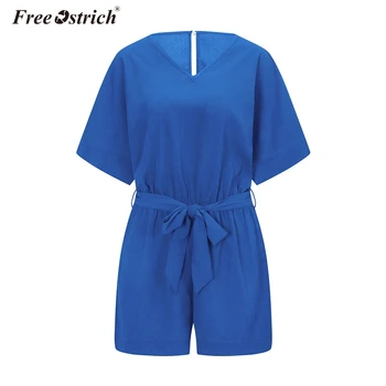 

Free Ostrich Casual two-piece Romper Women Jumpsuit Solid Playsuit Summer Jumpsuit High Waist Top Shirt Overalls 2019 N30