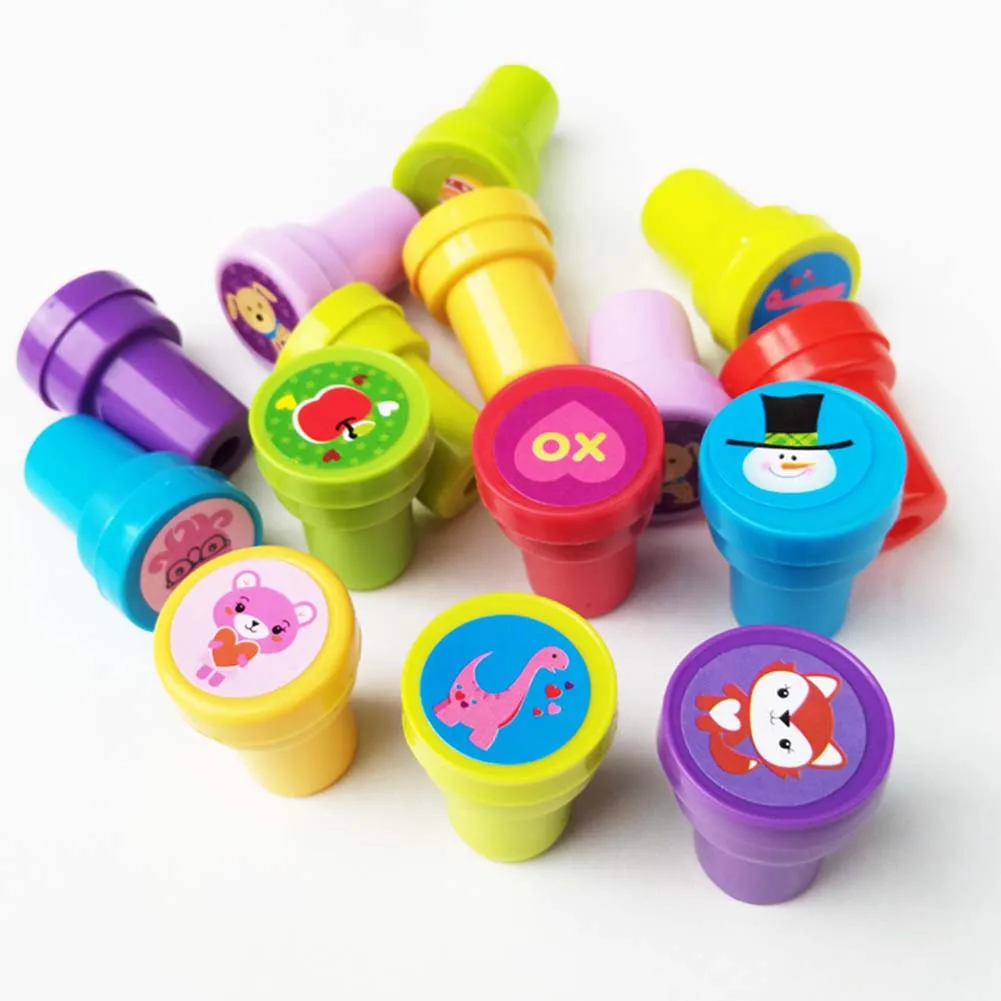 

10 Pcs/Set Kawaii Cartoon Different Patterns Seal Children Stamper DIY Diary Decorative Painting Badge School Papelaria