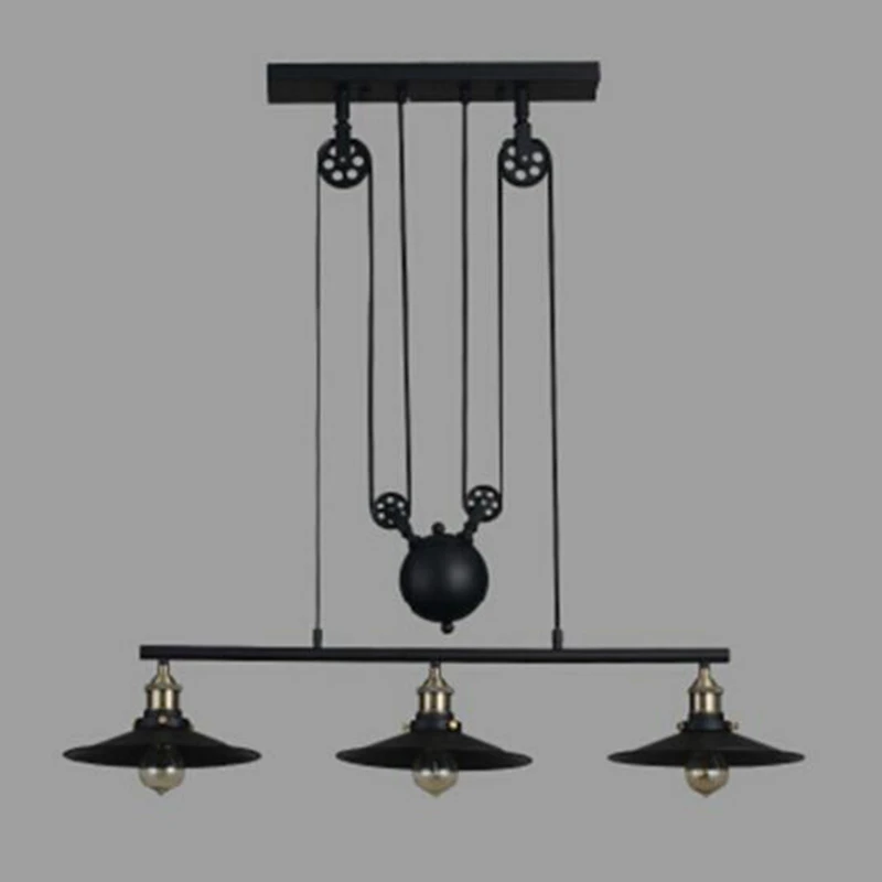 Винтажный подвесной светильник в стиле лофт с регулируемым шкивом, подвесной светильник для кухни, светодиодный подвесной светильник в стиле ретро, промышленный светильник из кованого железа