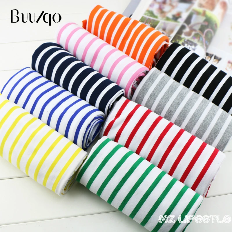 Buulqo эластичная полосатая хлопковая ткань лайкра хлопковый трикотажный жакет Ткань DIY Шитье футболки ткань для платья на полметра