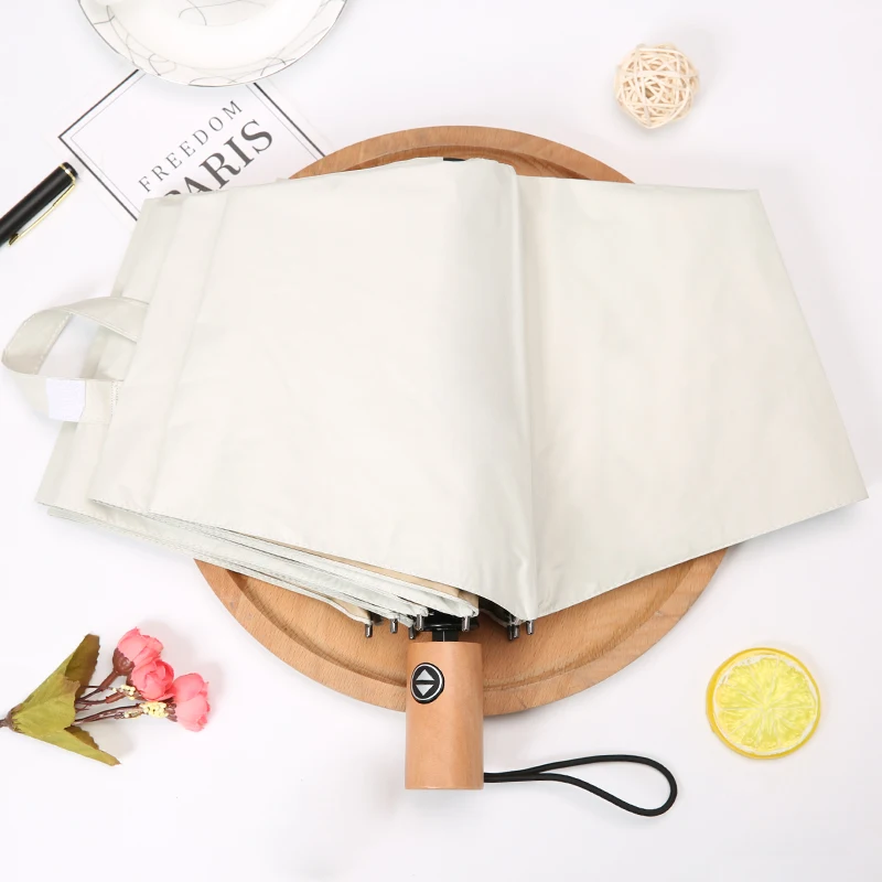 LIBERAINY Fully-automatic wooden handle resistance to wind and rain UV three-folding goddess sunshade umbrella | Дом и сад
