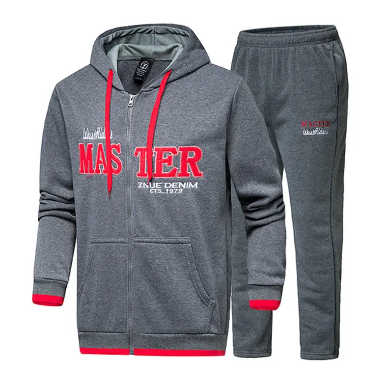 Spring Tracksuit Sets Male Casual Hooded Couple Fleece Cotton Women Sweatshirts Sportswear Suits Female Zipper Cardigan+Pant 3XL 0