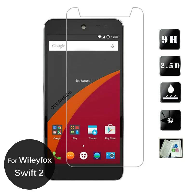 

2PCS For Wileyfox Swift 2 Tempered Glass Protective Film 2.5D 9H Screen Protector On Swift2 Plus 5.0 inches pelicula de vidro