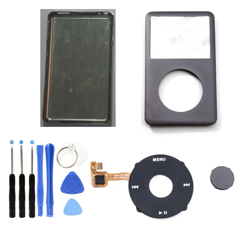 Серая Передняя Лицевая панель, серебристая задняя крышка, корпус, Черное колесо, серая кнопка для iPod 6th 7th gen Classic 80gb 120gb 160gb