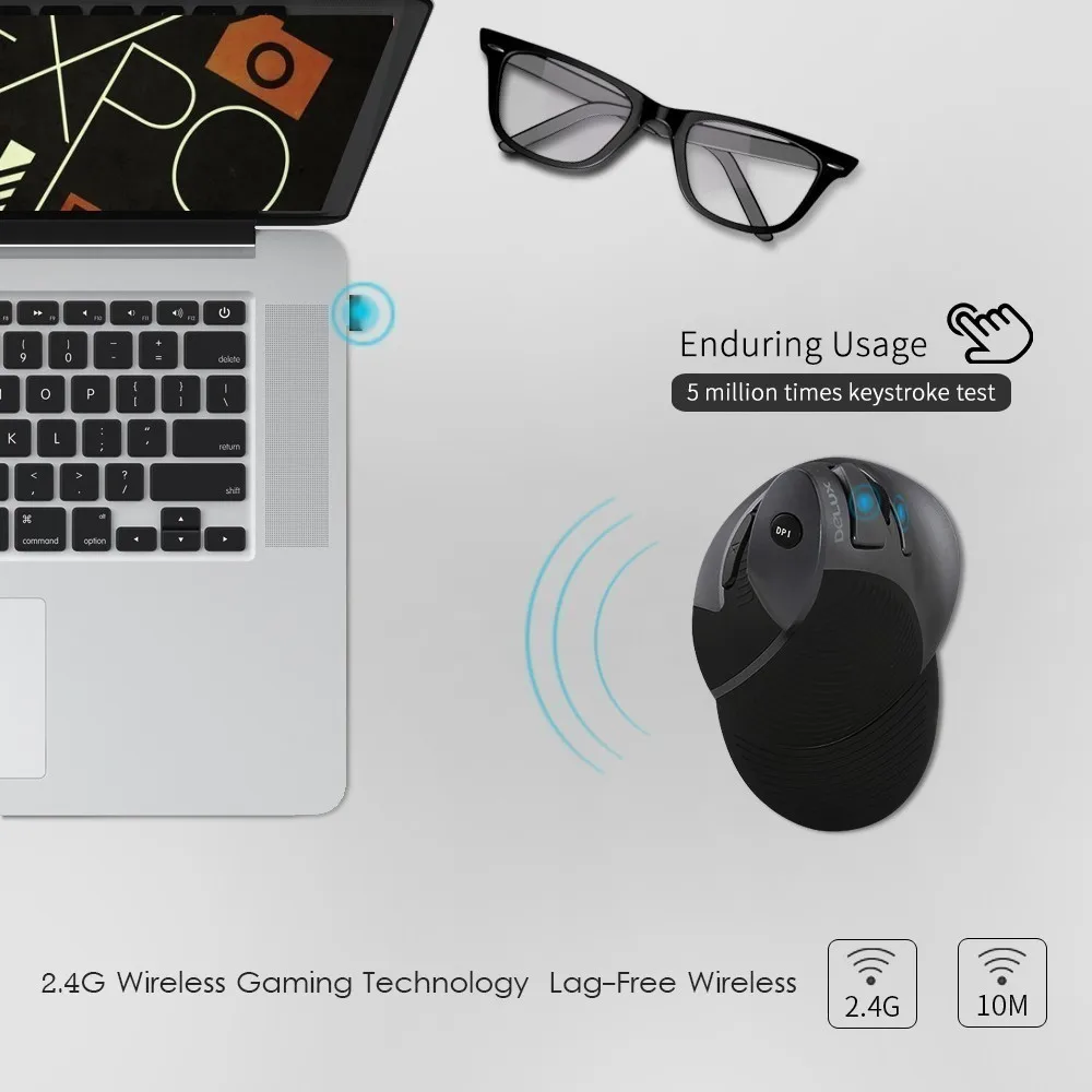 Delux M618GX беспроводная Вертикальная Эргономичная оптическая Usb компьютерная мышь 2,4 ГГц 6 кнопочная игровая Mause 3D Вертикальная компьютерная мышь для ноутбука