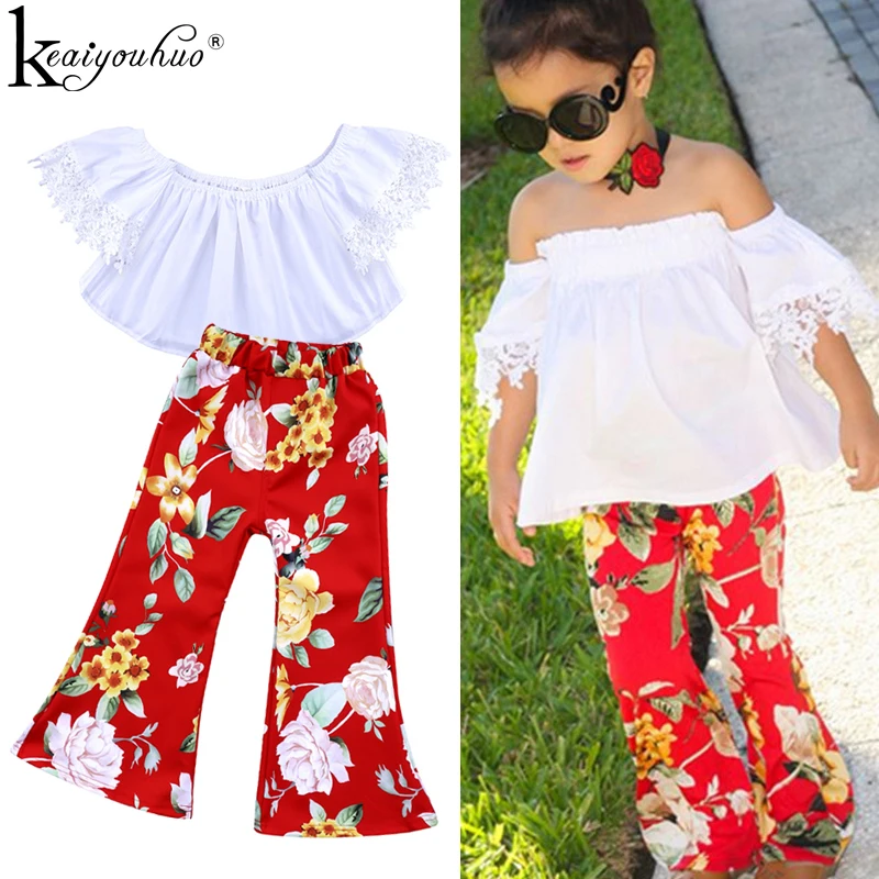 

Baby Girl Clothes Summer Kids Clothes Sets White T-Shirt+Pants 2 Pieces Girls Sport Suit Toddler Girls Clothing 2 3 4 5 6 Years