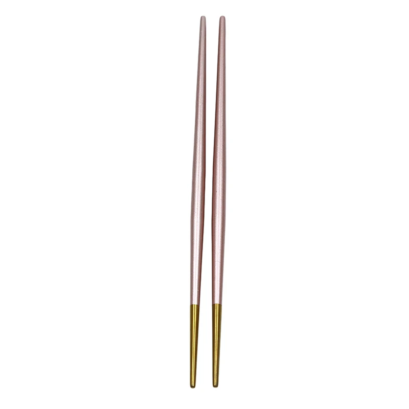 1 пара Роскошные 304 из нержавеющей стали квадратные палочки для еды титановые золотые розовые суши Хаши красочные китайские японские палочки для еды - Цвет: pink gold