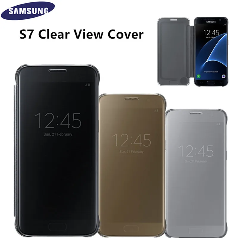 imágenes para Original espejo claro ef-zg930 teléfono s-view smart cover case para samsung galaxy s7 con despertar del tirón delgado imágenes para Original espejo claro ef-zg930 teléfono s-view smart cover case para samsung galaxy s7 con despertar del tirón delgado