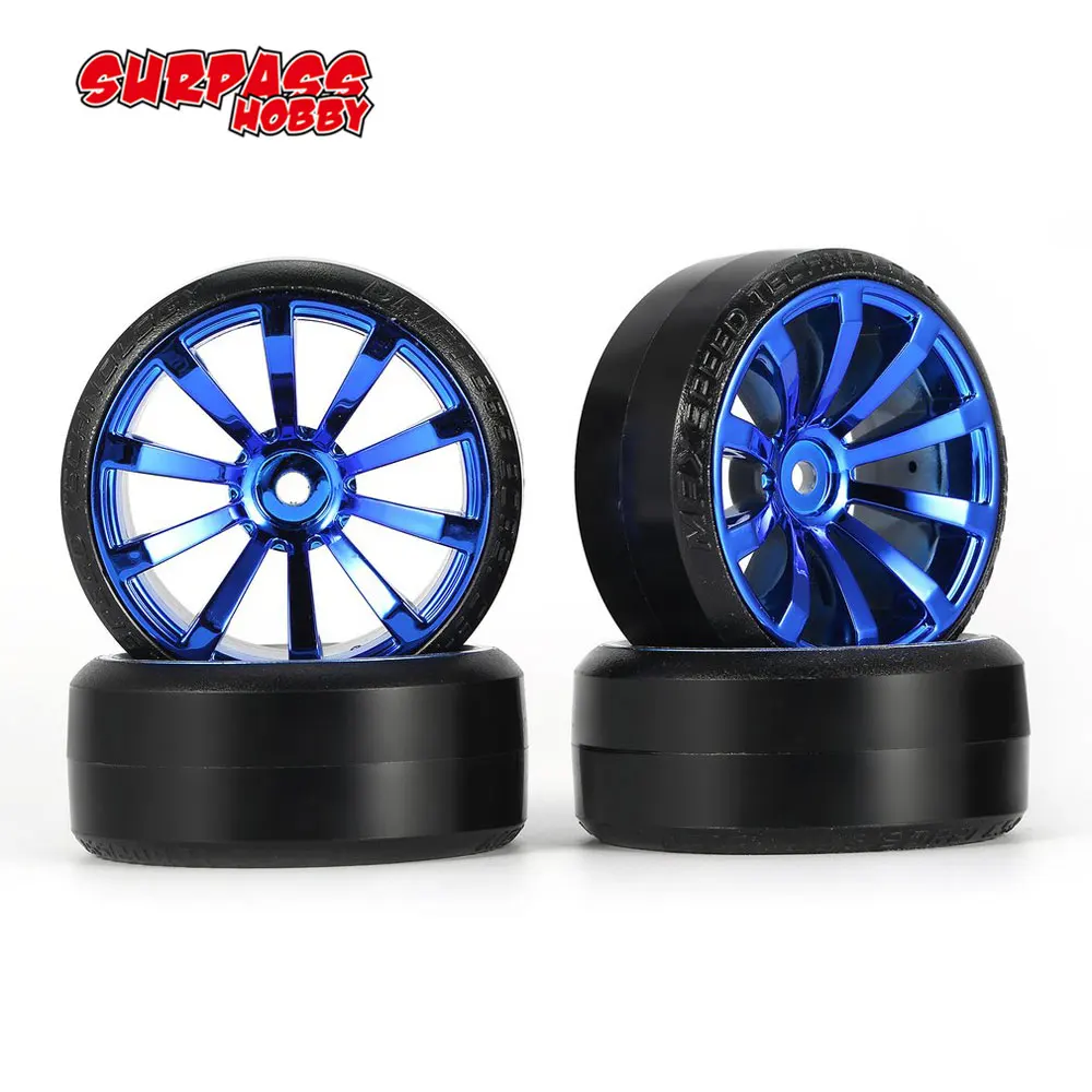 

4Pcs 1/10 RC Drift Car Tire Wheel Rim Hard Wheel Tyre for Traxxas HSP Tamiya HPI Kyosho On-road Drifting Car RC Vehicle Part