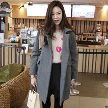 Новинка, Женское шерстяное пальто, зимнее, серое, Джокер, тканевое пальто, женское, в серии, пальто, свободное, большие размеры, длинное, qiu dong, с карманами, узкое, распродажа