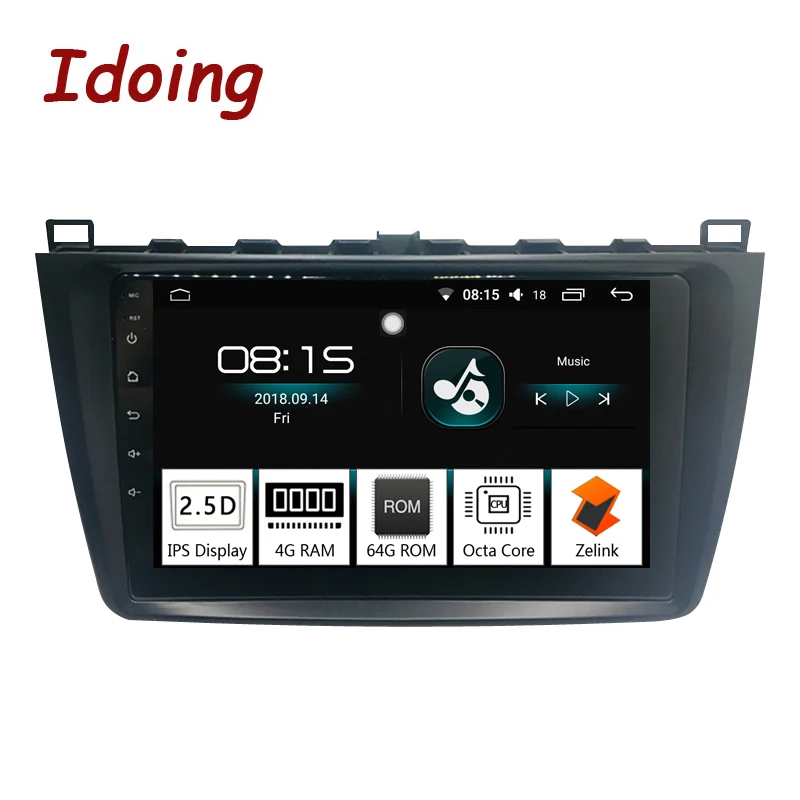 Top Idoing 1Din Android8.0 Steering-Wheel Car Radio Multimedia Player Fit Mazda 6 GPS Navigation 4G+64G Octa Core 1080P Bluetooth 5