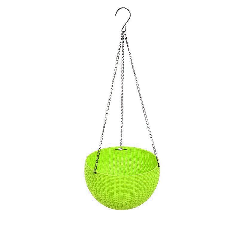 Green Dropshipping Hanging Planter Flower Pot Basket Round Rattan Plastic Durable For Garden Outdoor Plant MDP66 - Цвет: Green