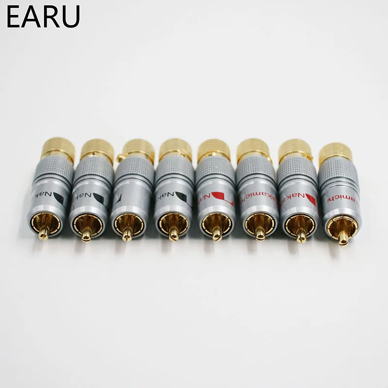 4 шт. NAKAMICHI 10 мм позолоченный штекер RCA блокировка не припой Штекер RCA коаксиальный разъем гнездо адаптер завод высокое качество