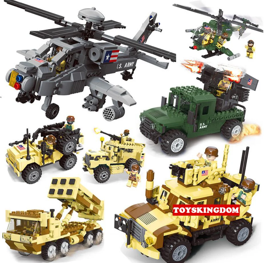 

Modern U.S.A military navy seals building block batisbricks figures army minifigs apache hummer RG-33 armord car helicopter toys