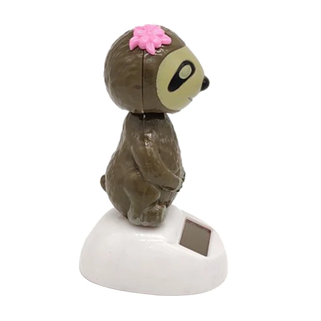 Cartoon Solar Powered Tree Sloth Figurine - Nodding Dancing Swing Animal Model Kids Educational Toy Home Desk Decor 2