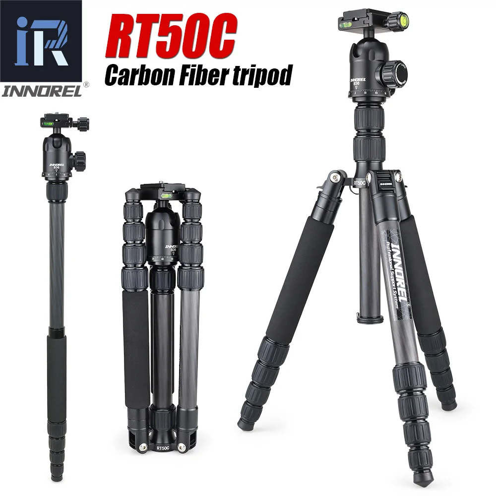 RT50C Carbon Fiber tripod monopod for dslr camera light Portable stand compact professional tripe f