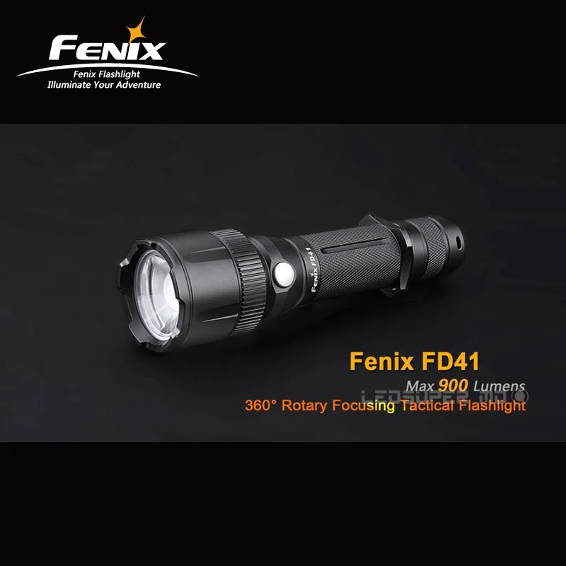 

Original Fenix FD41 900 Lumens XP-L HI LED 360 Degrees Rotary Focusing Tactical Flashlight with Floodlight and Spotlight