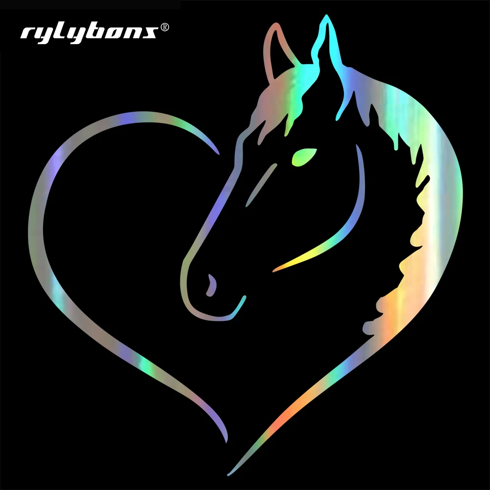

Rylybons New Car Styling 15cm*16cm Love Horse Heart Vinyl Decal Car Stickers On The Car Accessories for Auto Products