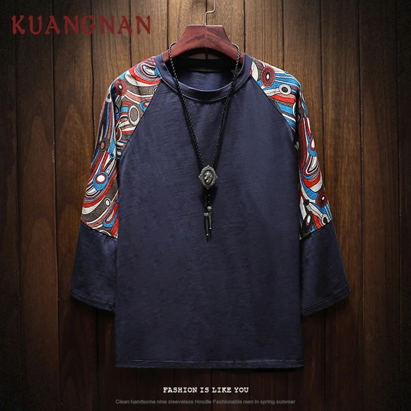 KUANGNAN китайский национальный стиль футболка мужская Harajuku забавная Мужская