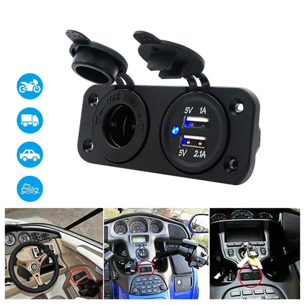 Двойное USB зарядное устройство 2.1A & панель для автомобиля лодка морской RV