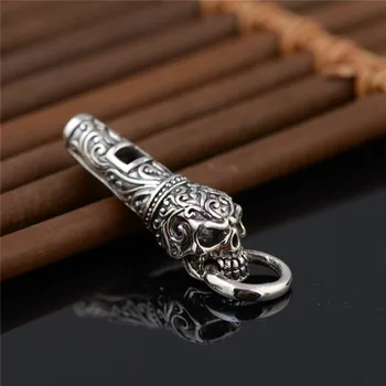 

Vintage Whistle Skull Pendant For Men and Women Real 925 Sterling Silver Jewelry Punk Rock Fashion Pendulum