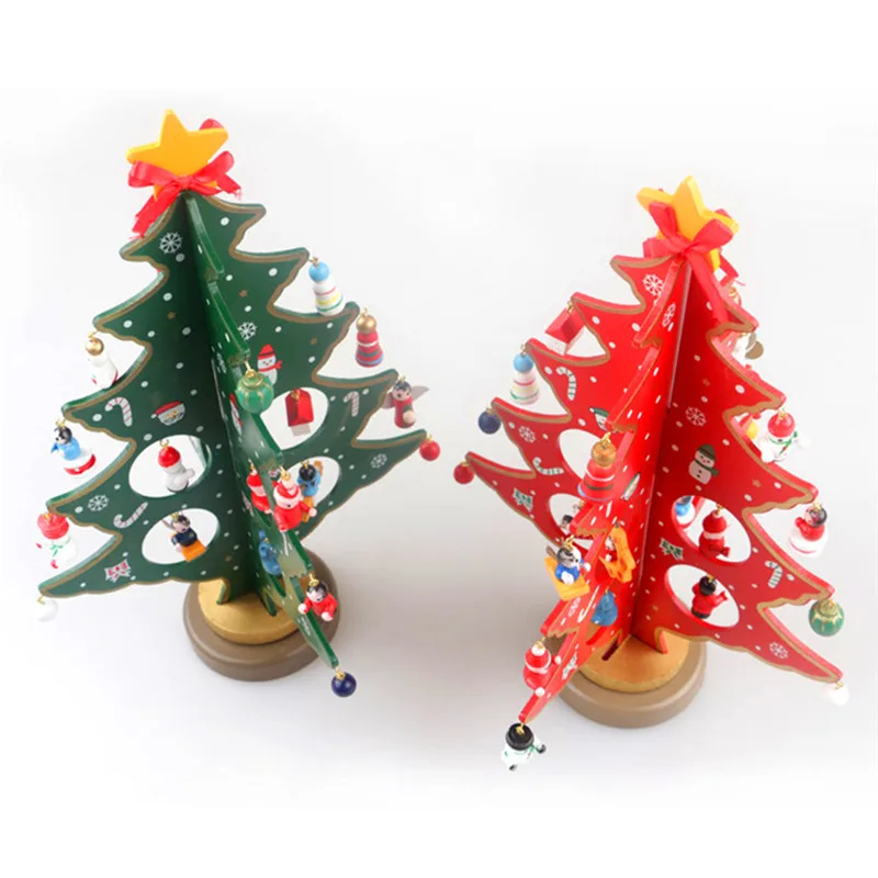  Creative DIY Wooden Christmas Tree Decoration Christmas Gift Ornament Xmas Tree Table Desk Decorati