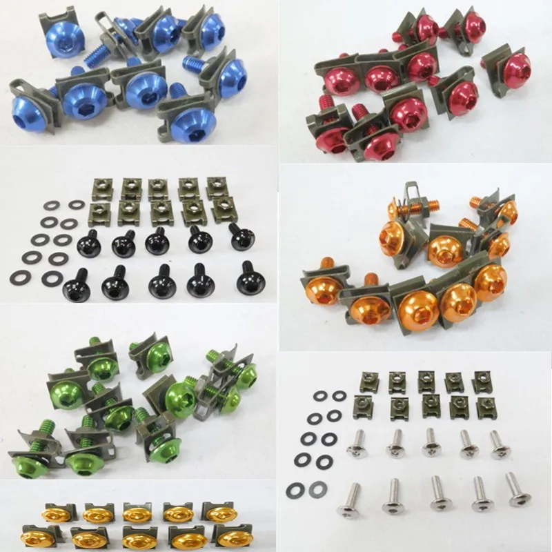 

10pcs 7 Colors Universal Motorcycle M6 6mm Aluminum Fairing Bolts Kit Body Fastener Clip Screw Sportbike Screw Kit Nuts Bolt