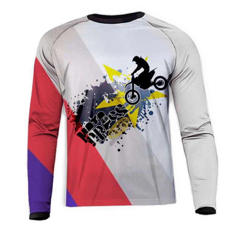 Мотокросса Джерси Спортивная функция велосипед DH MTB бездорожье одежда быстросохнущая рубашка Джерси футболки - Цвет: C