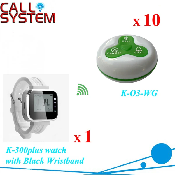 

433mhz Guest pager calling system for restaurant catering equipment 1 waiter watch 10 table button