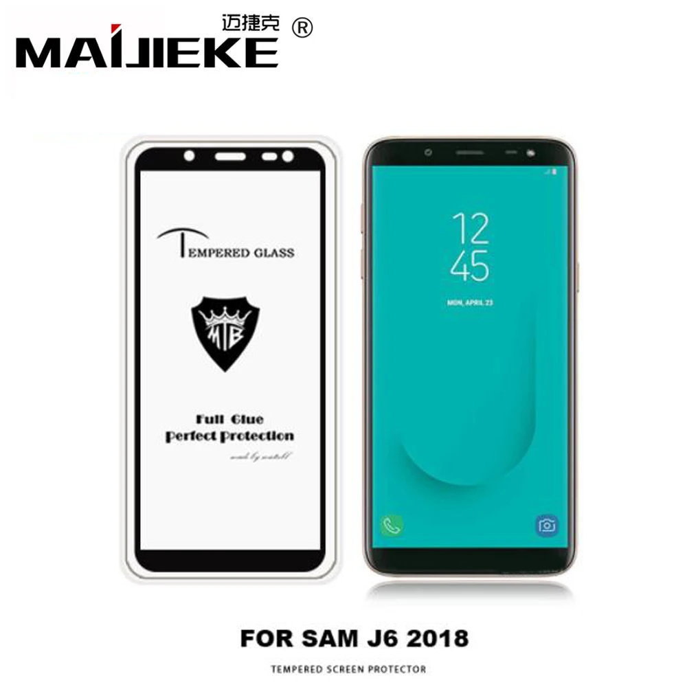 MAIJIEKE 9H Full Cover Tempered Glass For Samsung Galaxy J4 2018 J6 A6 Plus Screen Protector Film Protective | Мобильные телефоны и