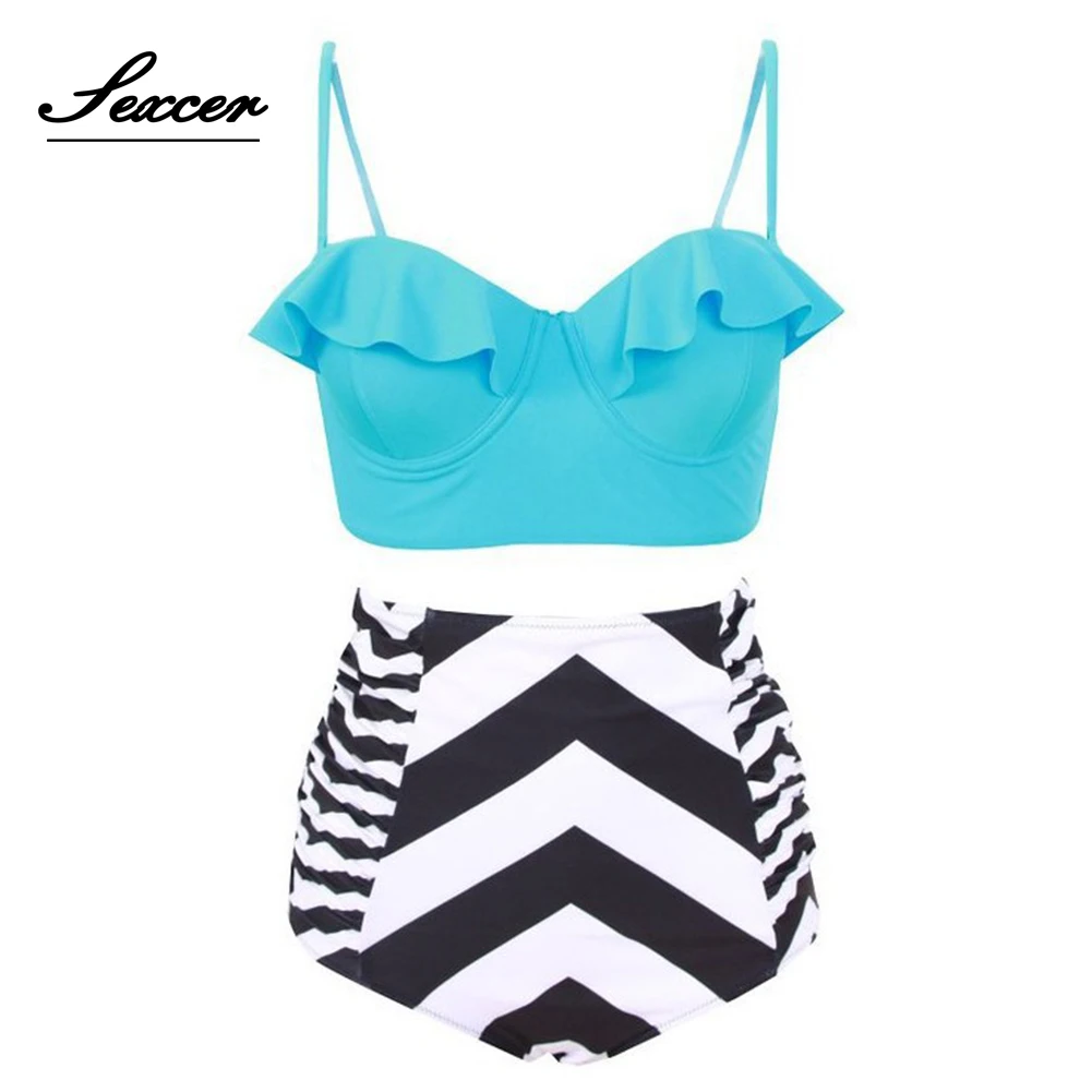 Buy Sexcer 2017 High Waist Bikinis Women Swimsuit Plus