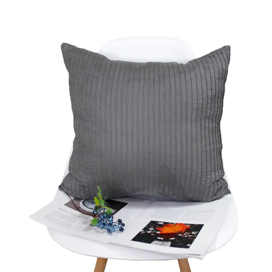 Полосатый Вышитый Чехол для дивана, декоративная наволочка из замши 30x50/40x40/45x45/40x60/50x50/55x55/60x60 см, наволочка - Цвет: grey