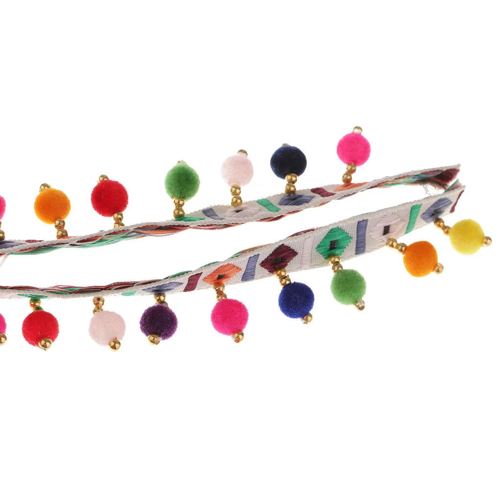 1 Yard Ethnic Style Pompom Beads Fringe Tassel Braid Jacquard Ribbon National Trim Lace Sewing Applique DIY Crafts Supplies 1 Yard Ethnic Style Pompom Beads Fringe Tassel Braid Jacquard Ribbon National Trim Lace Sewing Applique DIY Crafts Supplies