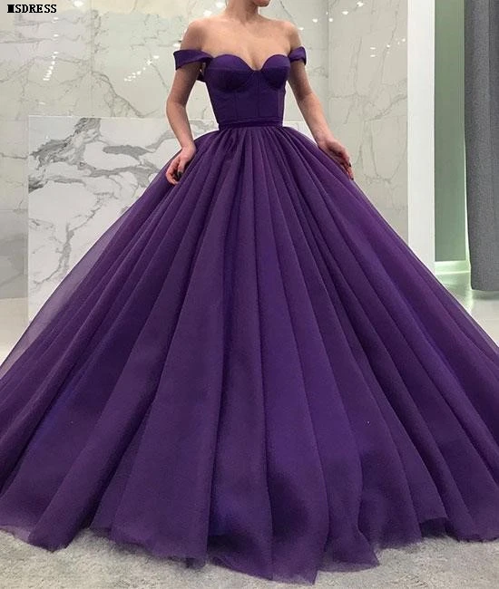 Elegant Off Shoulder Ball Gown Prom Dresses, Tulle Evening Dresses, Sweet 16 Dresses High Quality Custom made