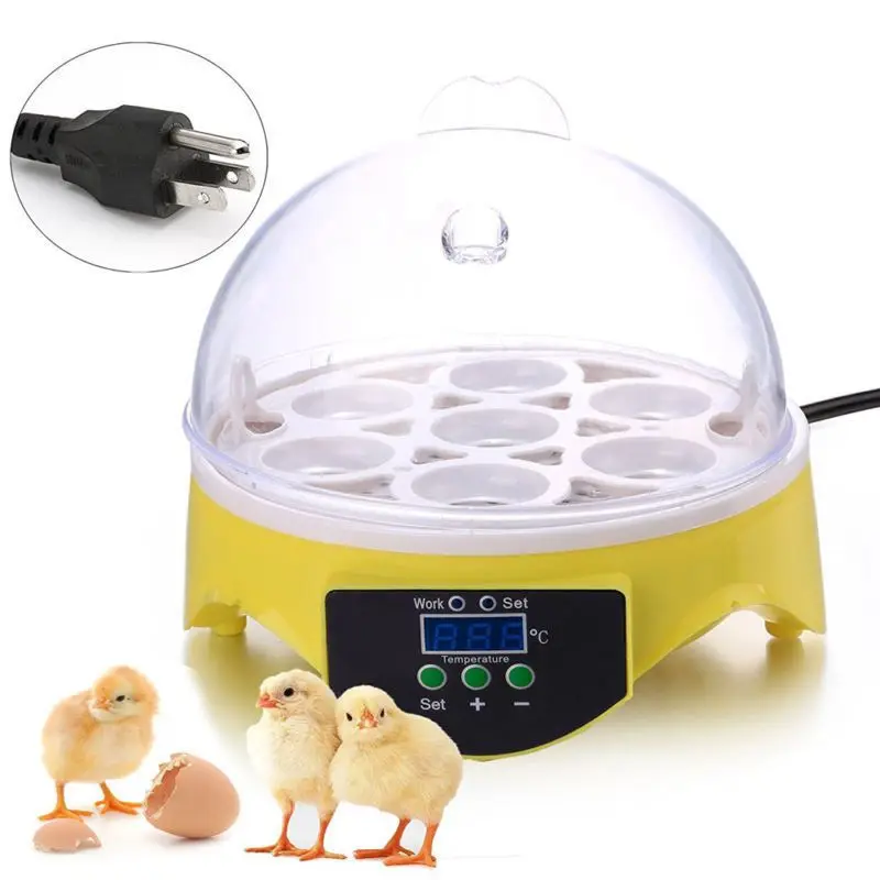 Мини 7 яйцо инкубатор для домашней птицы для инкубаторов брудеров цифровой температура инкубатор куриный Утка Птица голубь ЕС