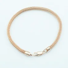 FJ 4 мм 19 см 21 см женские мужские 585 цвета розового золота круглые плетеные браслеты цепочки