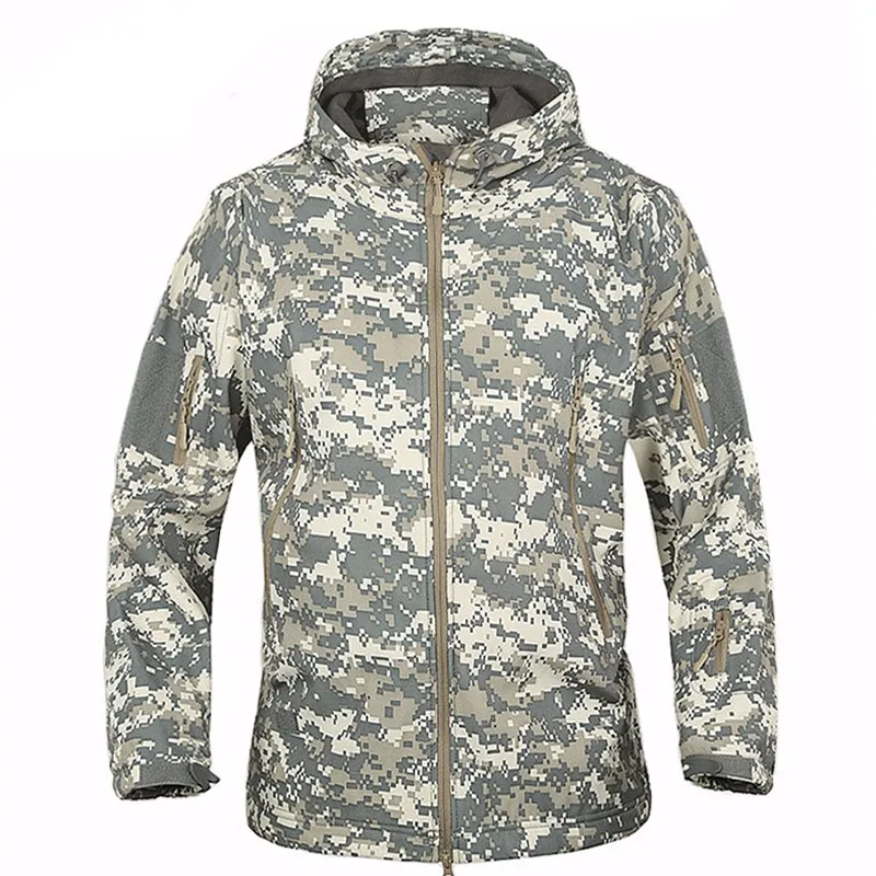 Мужская Военная куртка из кожи акулы, флисовая Водонепроницаемая камуфляжная одежда, тактическая камуфляжная армейская куртка с капюшоном, мужское зимнее пальто, куртки