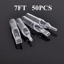 50 шт 7 футов одноразовые татуировки Советы прозрачный цвет высокого качества пластиковый стерильный татуировки наконечники иглы тела татуировки инструмент