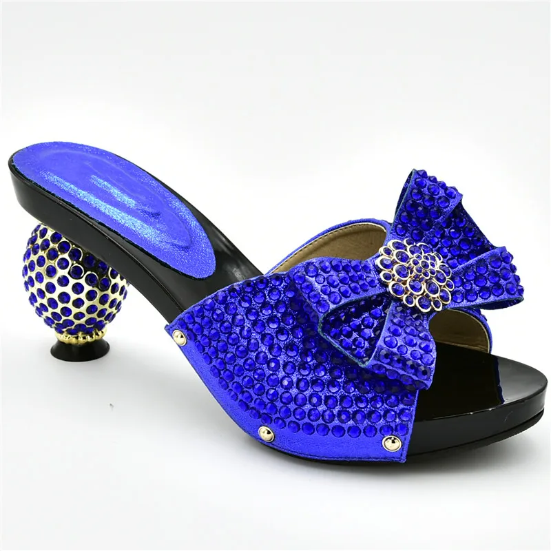 Женская обувь; дизайнерская Роскошная обувь на высоком каблуке; женская летняя обувь года; итальянская женская свадебная обувь со стразами; большие размеры - Цвет: Синий