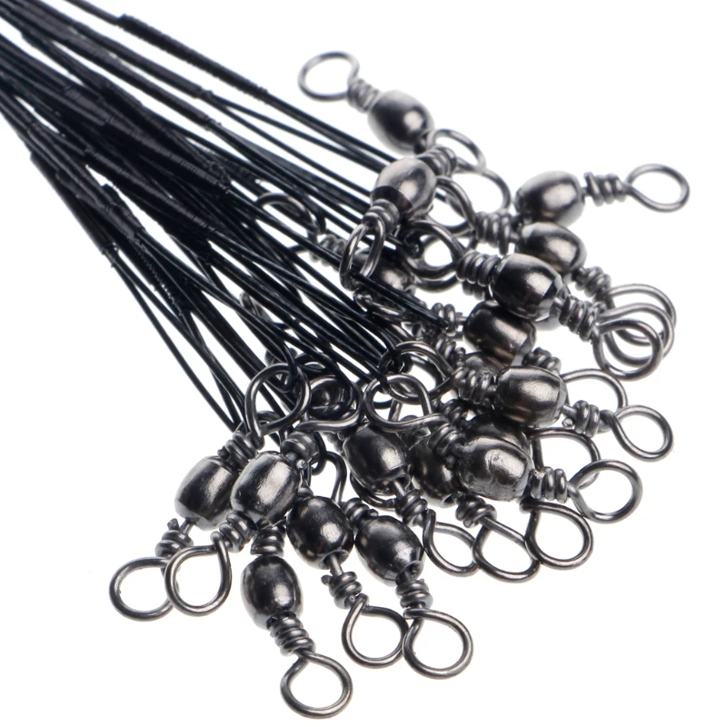 

10 Pcs/lot Steel Wire Leader With Swivel Fishing Accessory black Olta Leadcore Leash 18CM 21CM 28CM Fishing Line Fishing gear