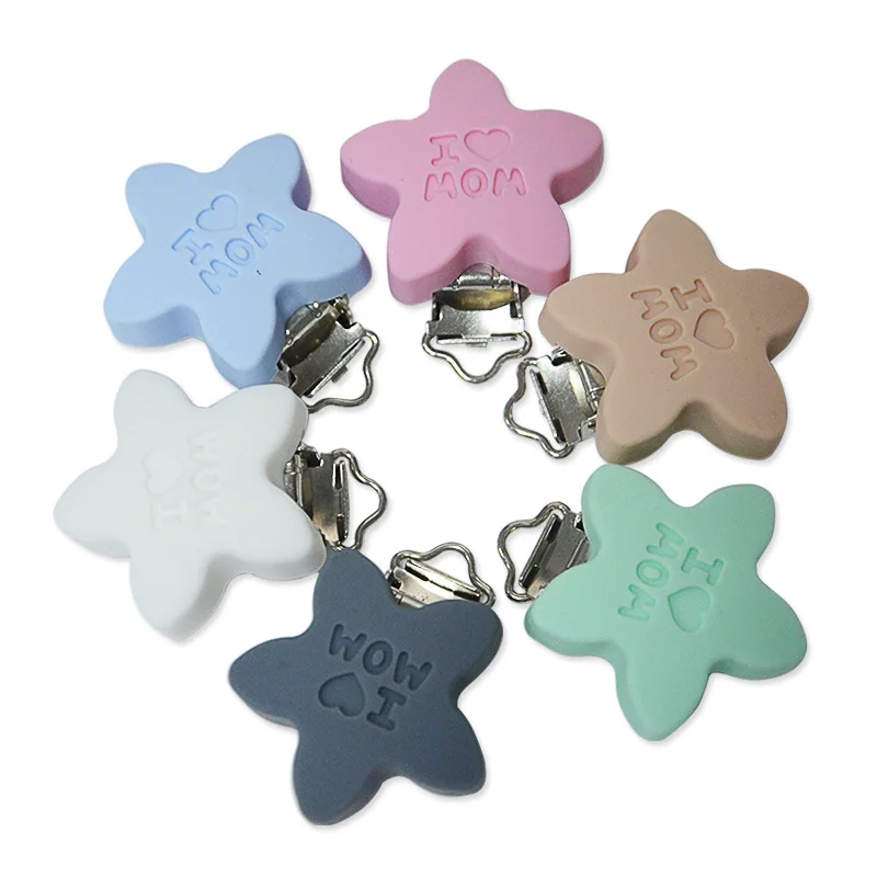 Baby Pacifier Clips Infant Pacifier Teeth Gel Star Silicone Safety Bracket Drop Holder Newborn Feeding Supplies Dummy Cute Toys