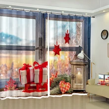 Рождественские занавески для балконной комнаты, 3D затемненные занавески для гостиной, спальни, отеля, занавески, шторы, наволочки