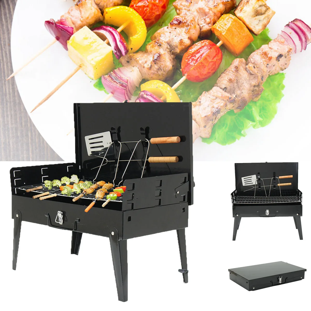 

Portable Charcoal Barbecue BBQ Grill Outdoor Camping Foldable Stainless Steel