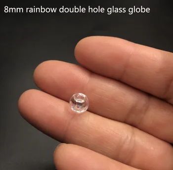 

8mm Rainbow new glass globe bubble round ball double hole hollow glass orb vial pendant glass bottle necklace accessories 100pcs