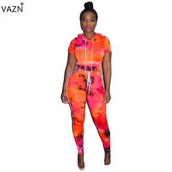 VIZN 2019 новый специальный 2 шт. с короткими рукавами Женский комплект Повседневный стиль Женский комплект женские длинные брюки с принтом с