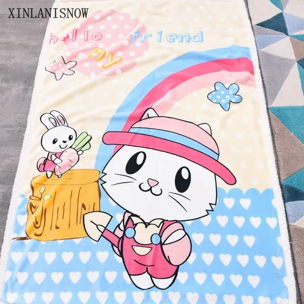 Cartoon Winter Warm Blanket Soft Blanket on Bed Coral Fleece Throw