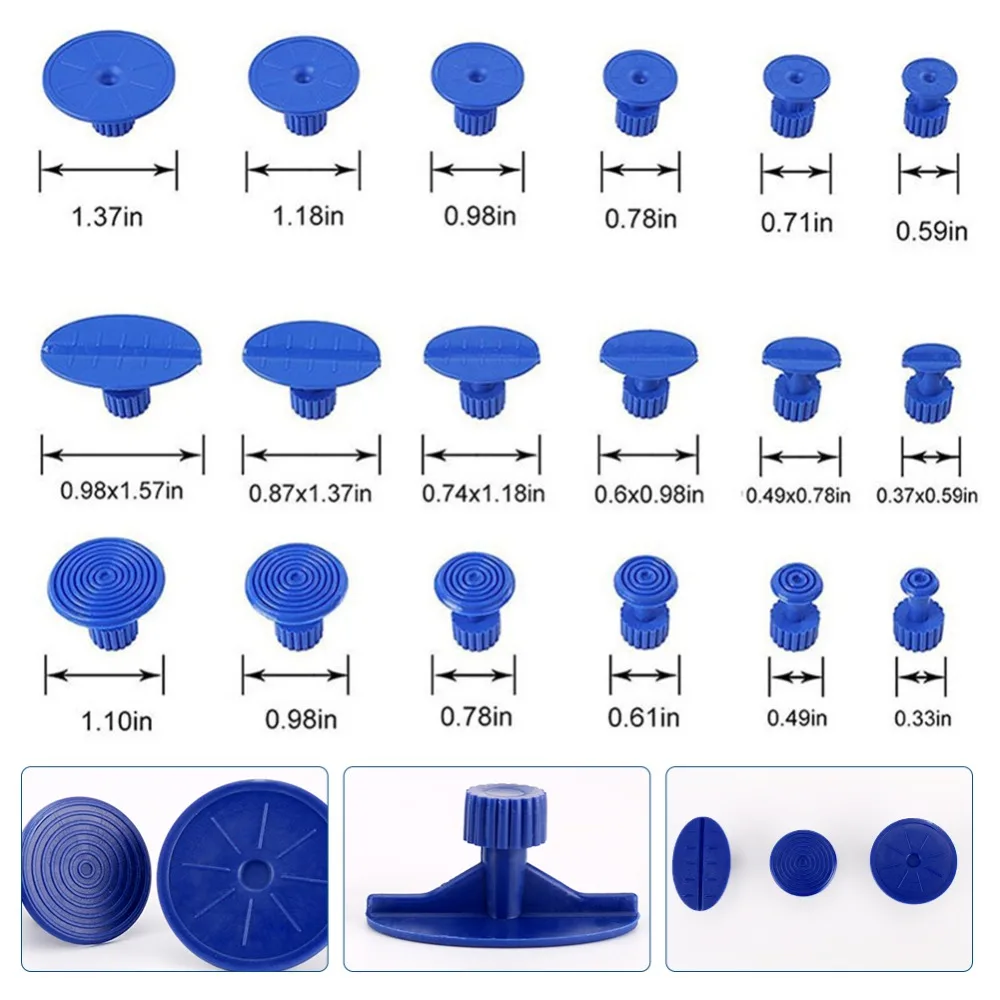 19 шт. PDR безболезненный инструмент для ремонта вмятин, инструмент для удаления вмятин, металлический вмятин, пульлер, вкладки, всасывающий Автомобильный кузов, вмятин, подъемник, ремонт от повреждений градом