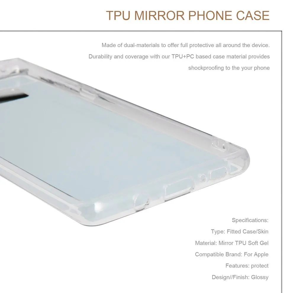 

5 Pcs Luxury Ultra-thin Soft Silicone TPU Back MakeUp Mirror Phone Case Gold Color Protective Case for Samsung Note 8