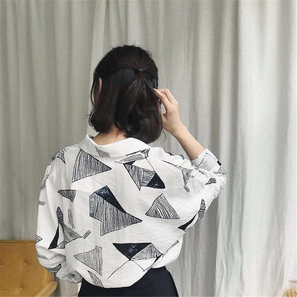Autumn Geometric Women Blouse 2018 Long Sleeve Office Blouse for Women Casual Working Shirt 120CM Chest Match All Occasion (5)